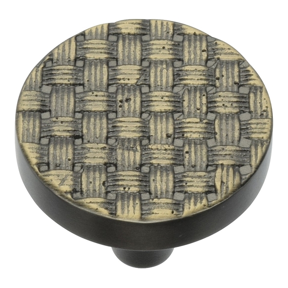 C3675 32-AB • 32 x 26mm • Aged Brass • Heritage Brass Round Weave Cabinet Knob